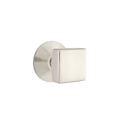 Emtek Square Knob with Modern Rosette in Satin Nickel