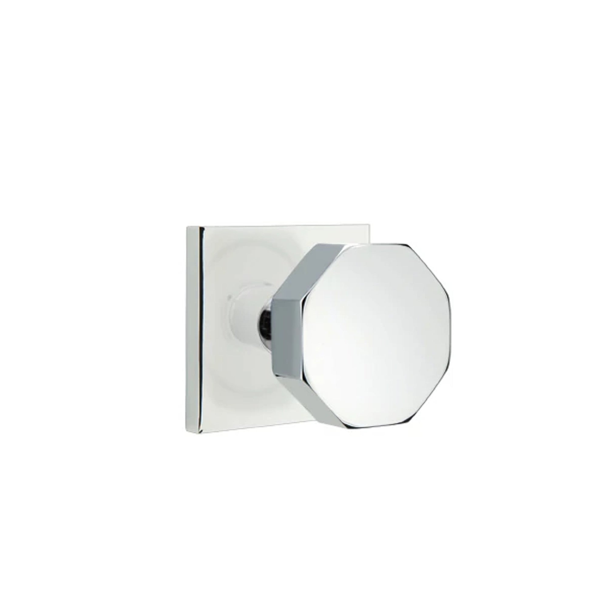 Emtek Octagon Knob with Square Rosette in Polished Chrome
