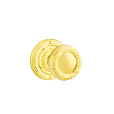 Emtek Ribbon & Reed Knob with Ribbon & Reed Rosette in Polished Brass