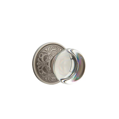 Emtek Providence Glass Knob with Lancaster Rosette in Pewter