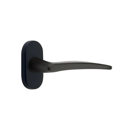 Emtek Poseidon Lever with Oval Stretto 1-1/2" x 3" in Flat Black