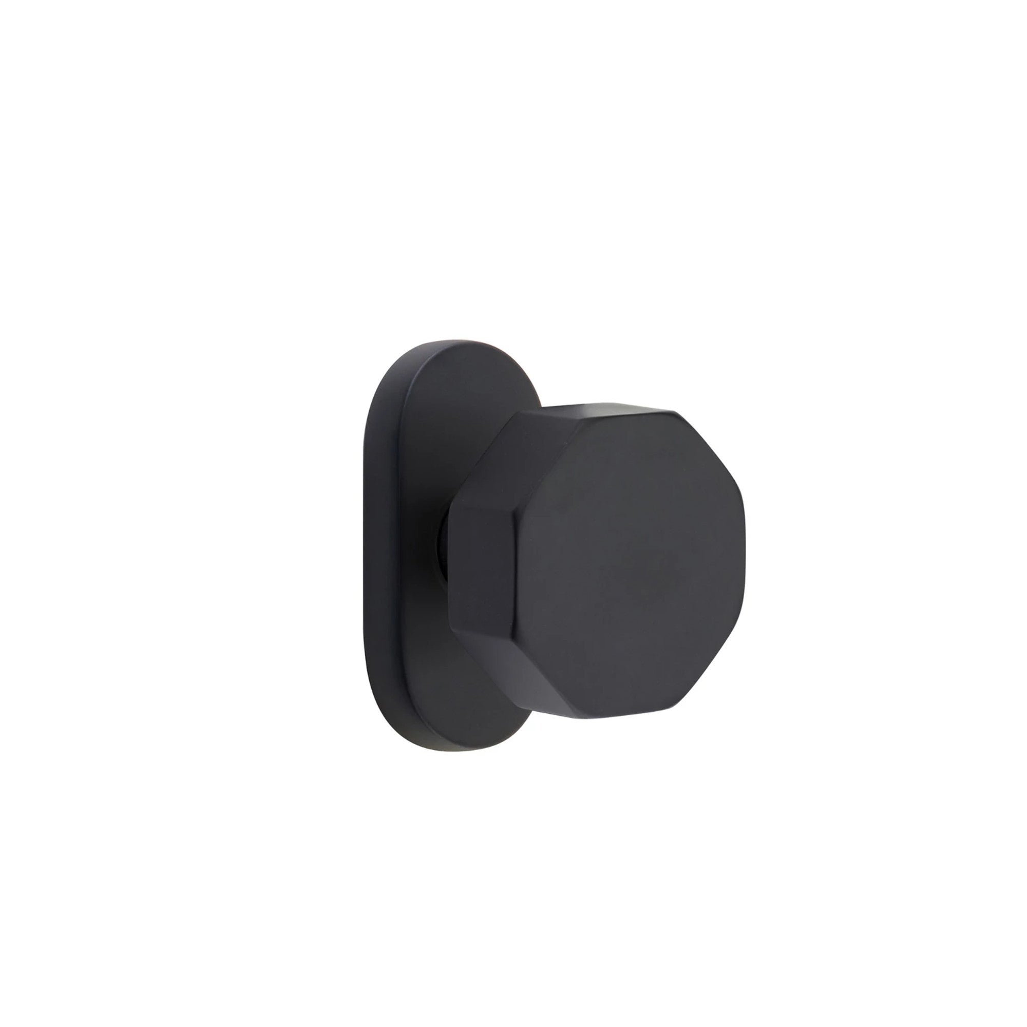 Emtek Octagon Knob with Oval Stretto 1-1/2" x 3" in Flat Black