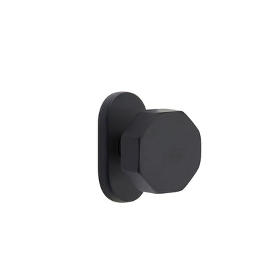 Emtek Octagon Knob with Oval Stretto 1-1/2" x 3" in Flat Black