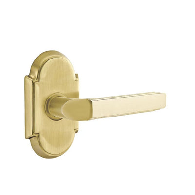 Emtek Milano Lever with #8 Rosette in Satin Brass
