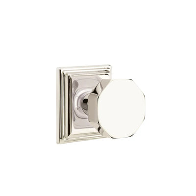 Emtek Octagon Knob with Wilshire Rosette in Polished Nickel
