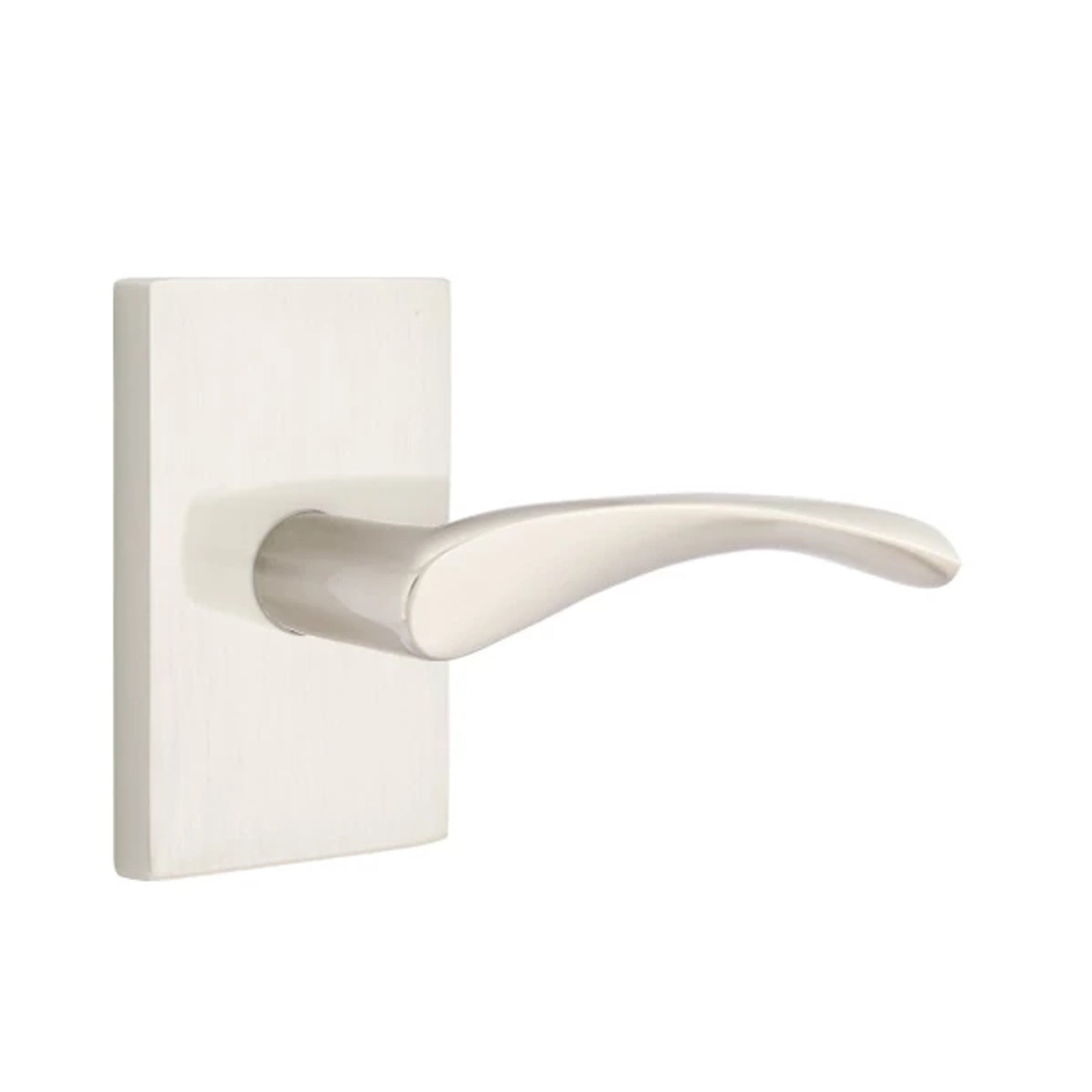 Emtek Triton Lever with Modern Rectangular Rosette in Satin Nickel