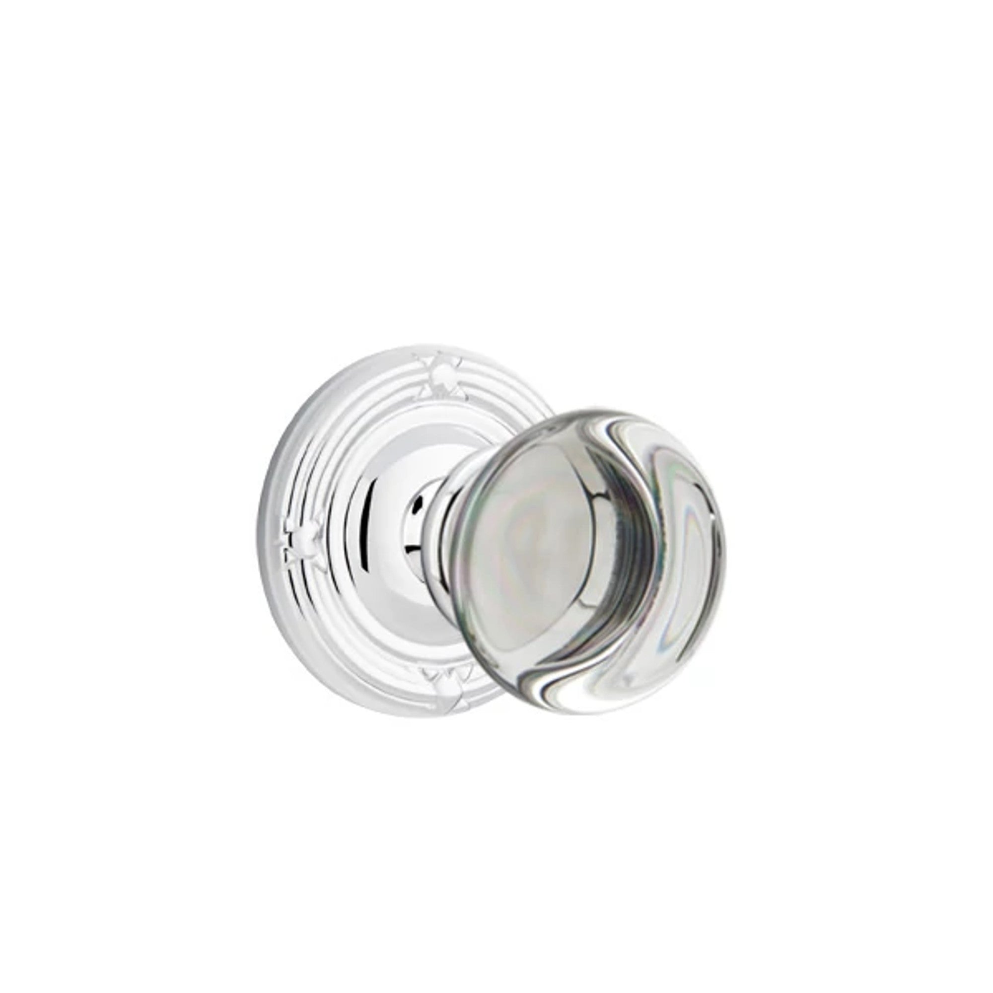 Emtek Providence Glass Knob with Ribbon & Reed Rosette in Polished Chrome