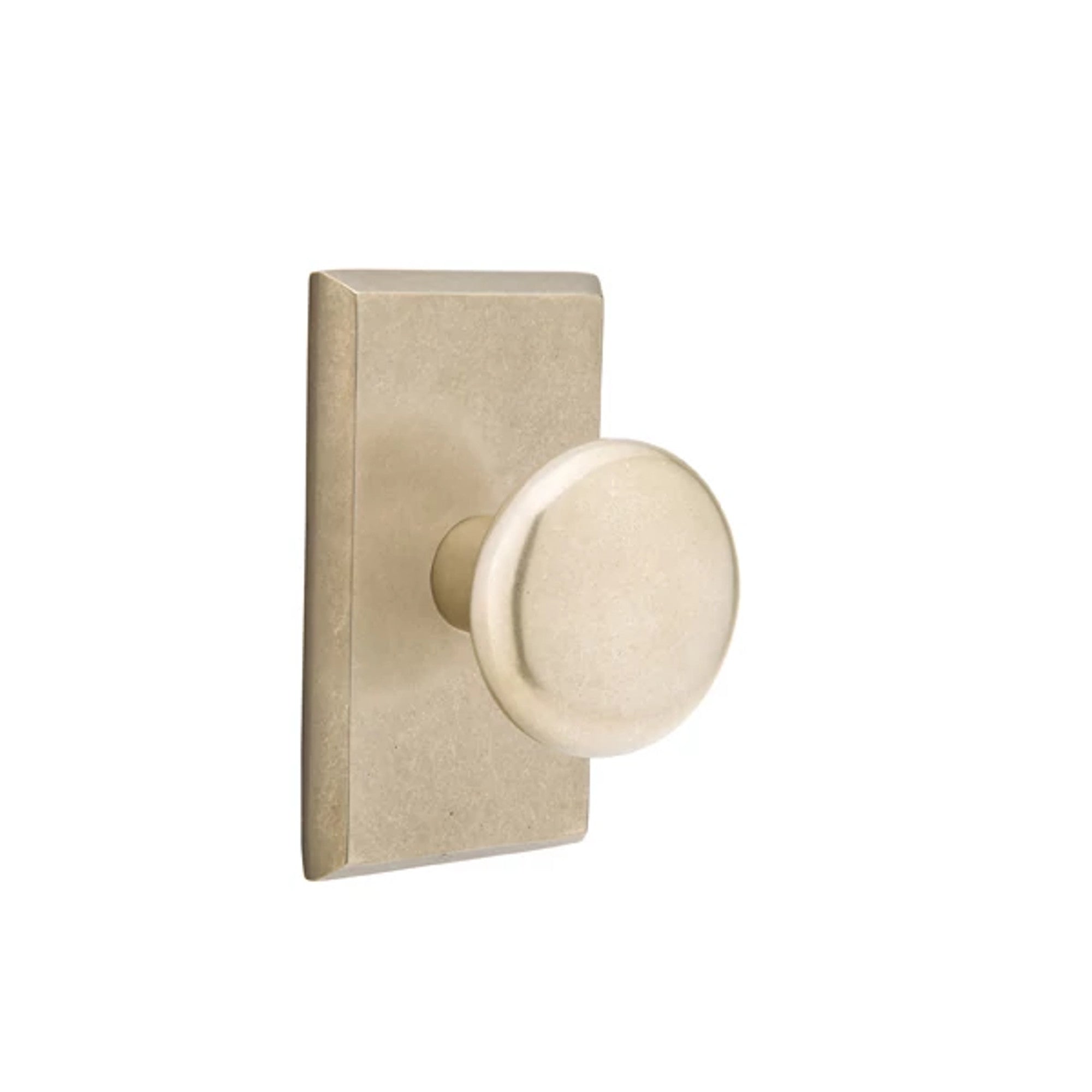 Emtek Winchester Knob with #3 Rosette in Tumbled White Bronze