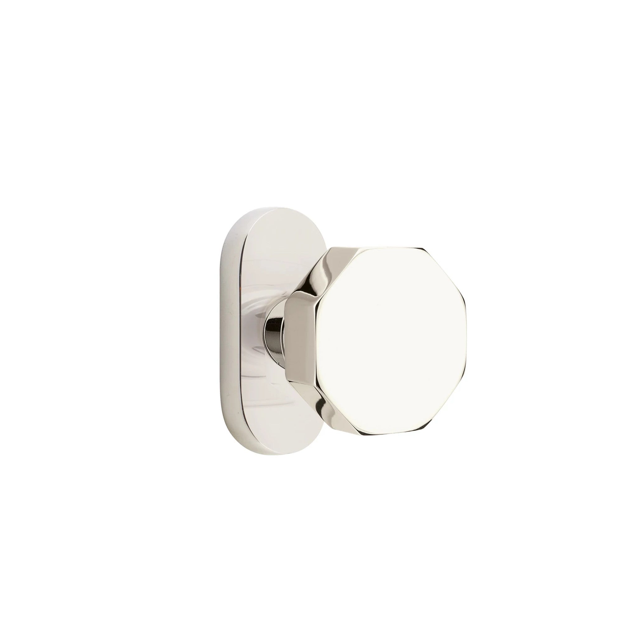 Emtek Octagon Knob with Oval Stretto 1-1/2" x 3" in Polished Nickel