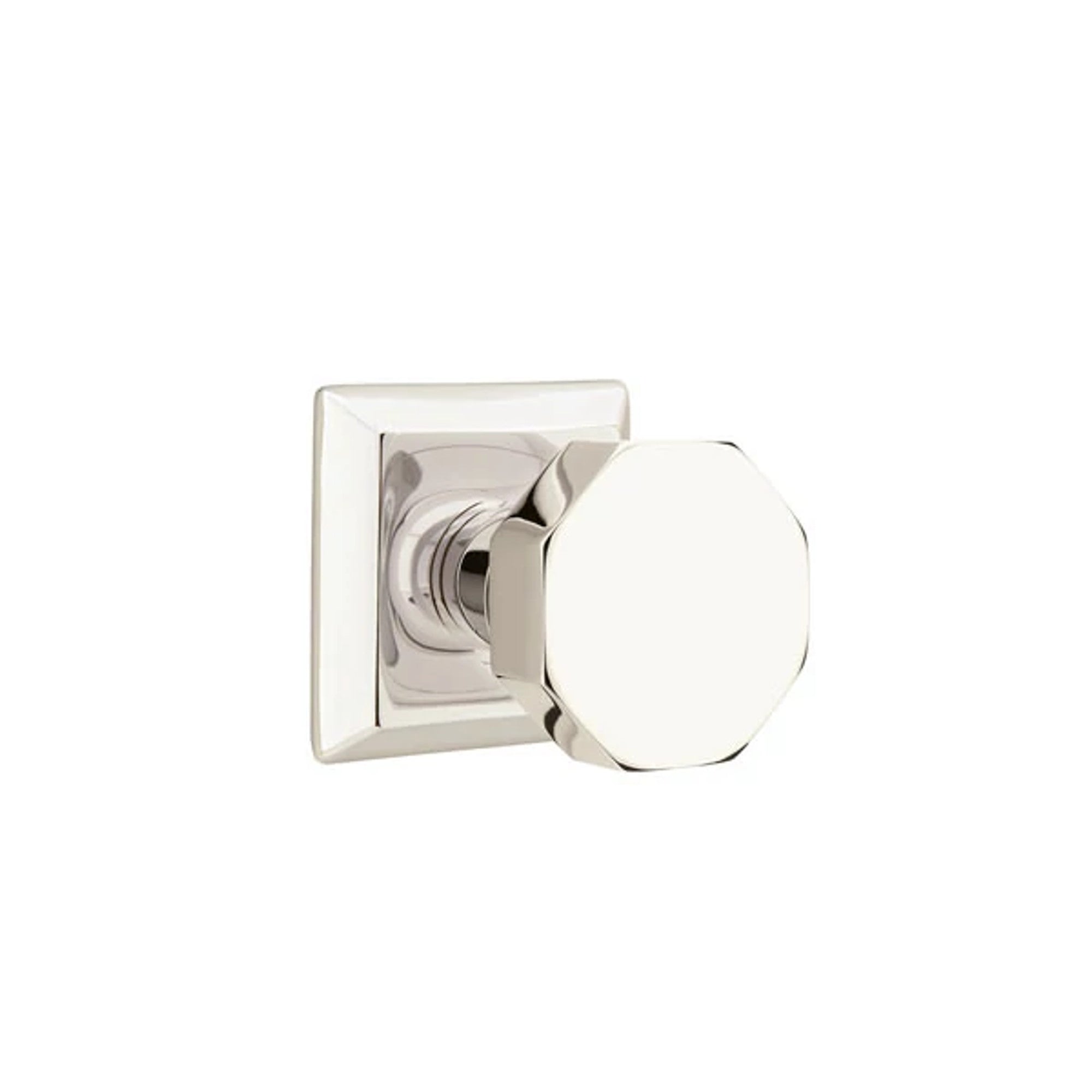 Emtek Octagon Knob with Quincy Rosette in Polished Nickel