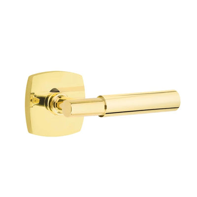 Emtek Myles Lever with Urban Modern Rosette in Unlacquered Brass