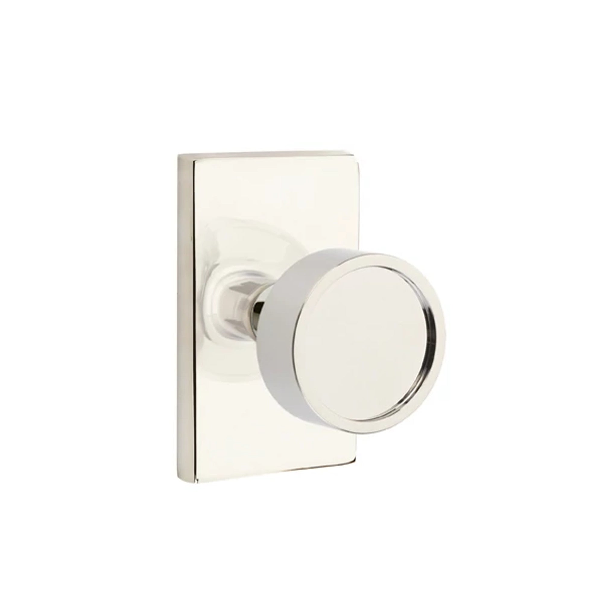 Emtek Verve Knob with Modern Rectangular Rosette in Polished Nickel