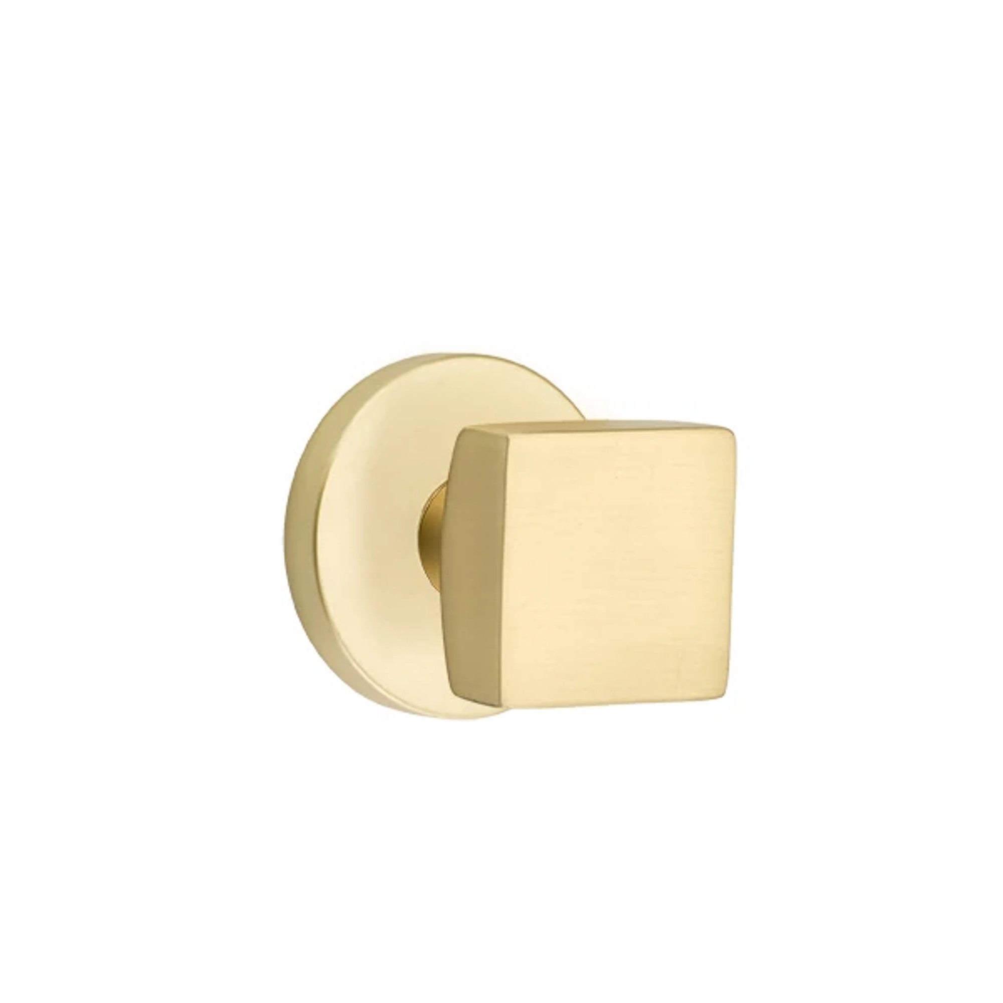 Emtek Square Knob with Disk Rosette in Satin Brass