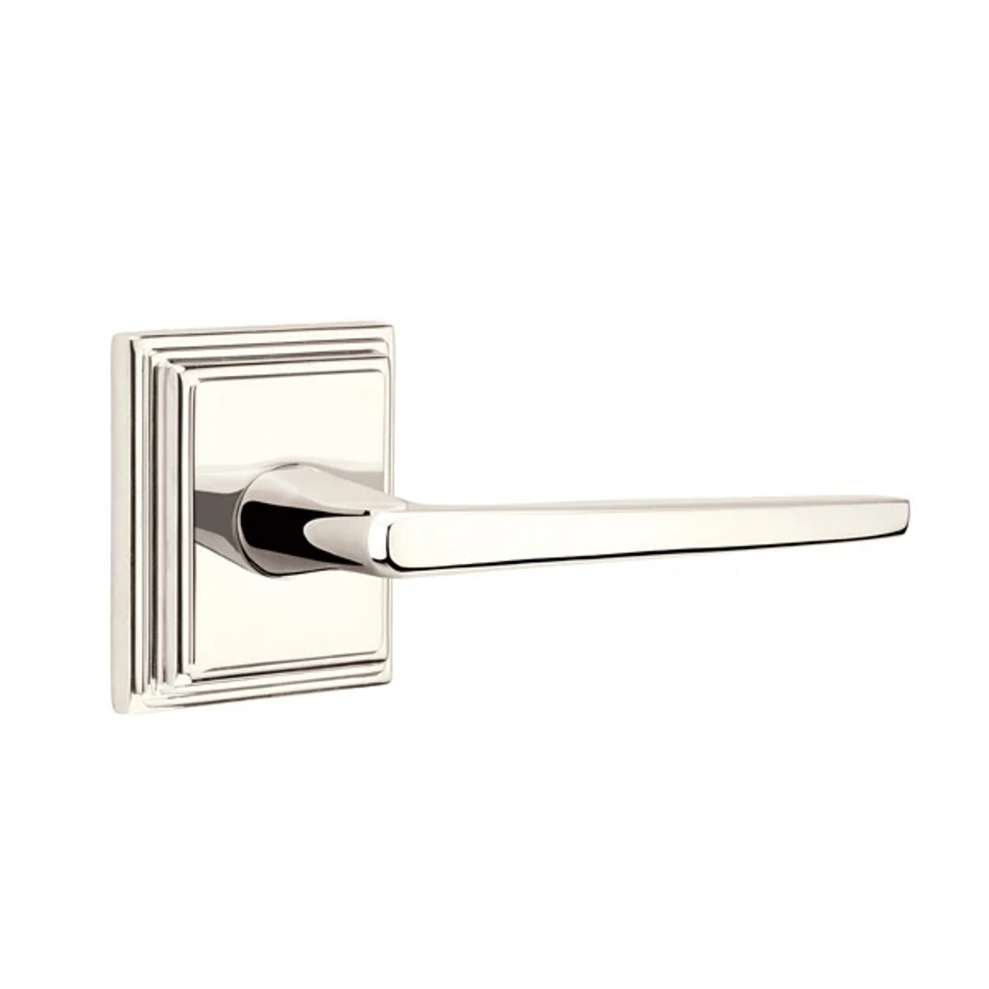 Emtek Hermes Lever with Wilshire Rosette in Polished Nickel