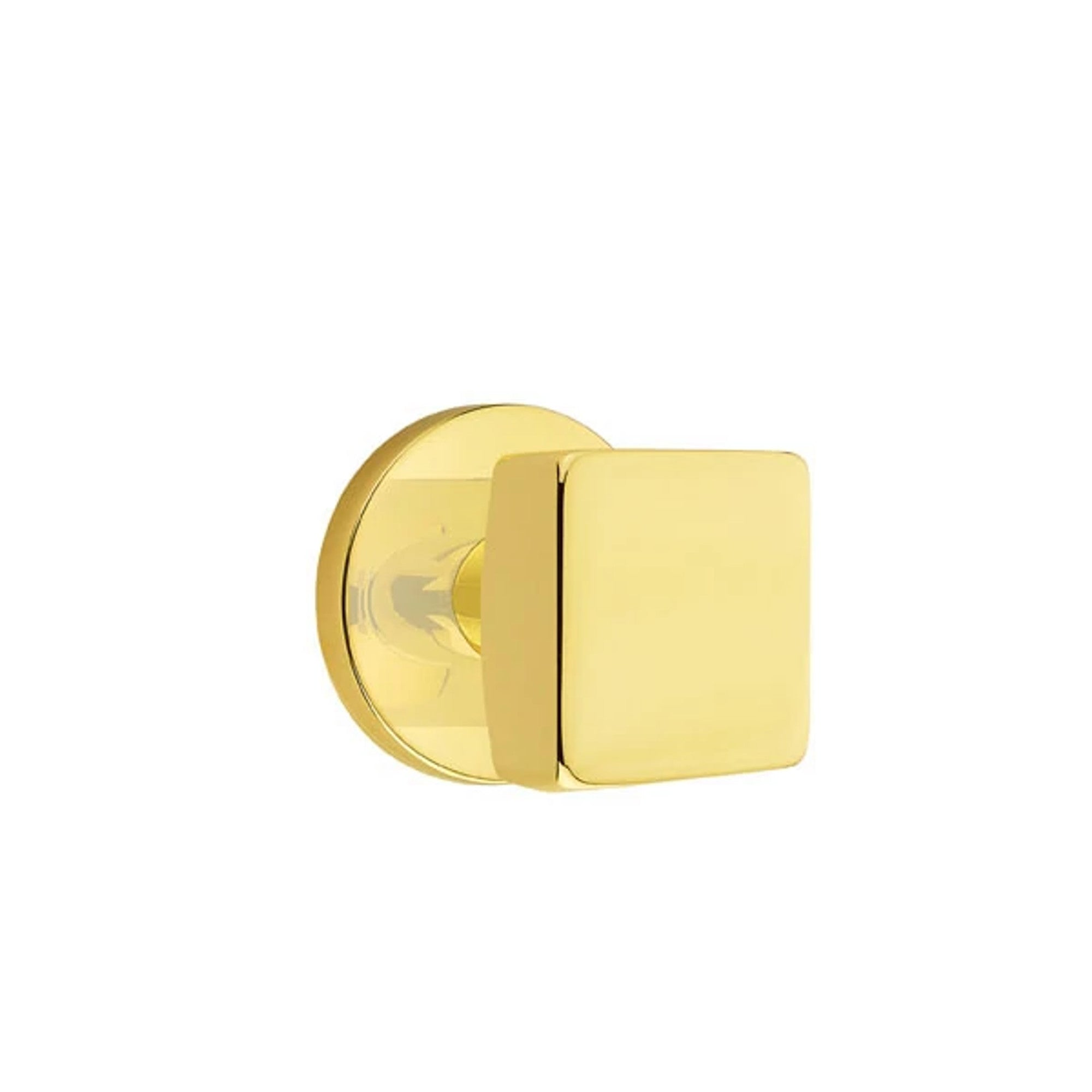 Emtek Square Knob with Disk Rosette in Unlacquered Brass