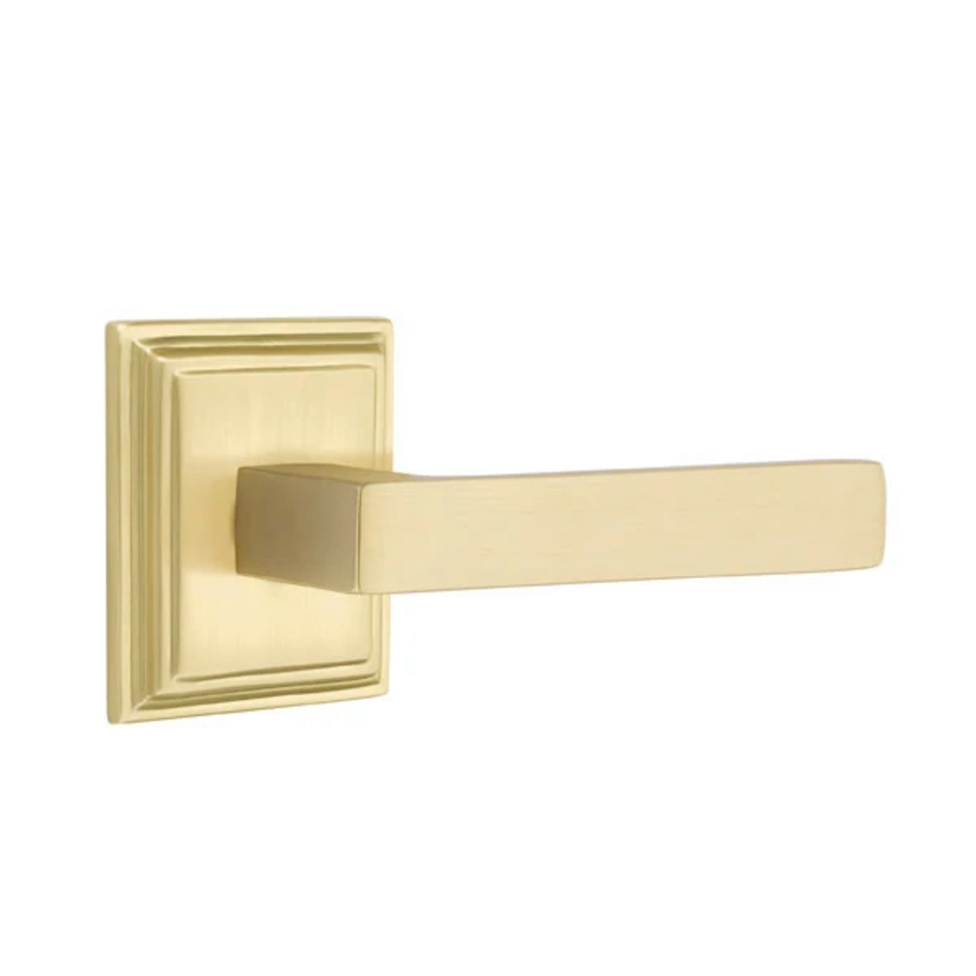 Emtek Dumont Lever with Wilshire Rosette in Satin Brass