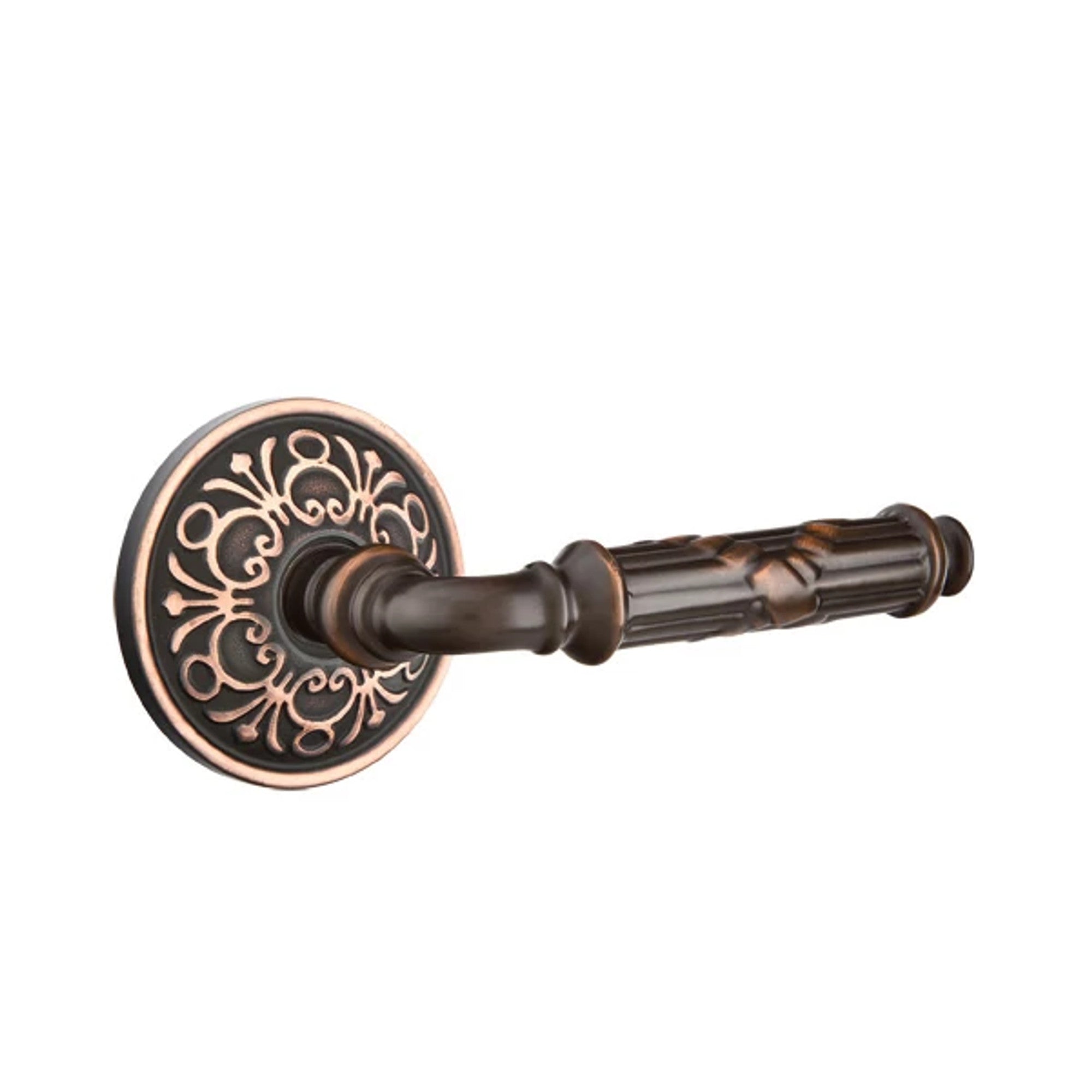 Emtek Ribbon & Reed Lever with Lancaster Rosette in Oil Rubbed Bronze