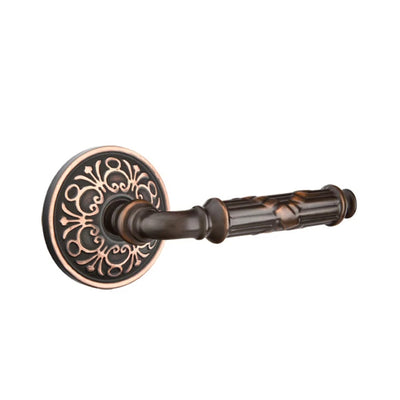 Emtek Ribbon & Reed Lever with Lancaster Rosette in Oil Rubbed Bronze