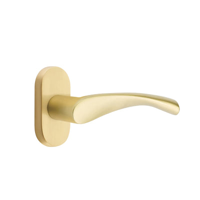 Emtek Triton Lever with Oval Stretto 1-1/2" x 3" in Satin Brass