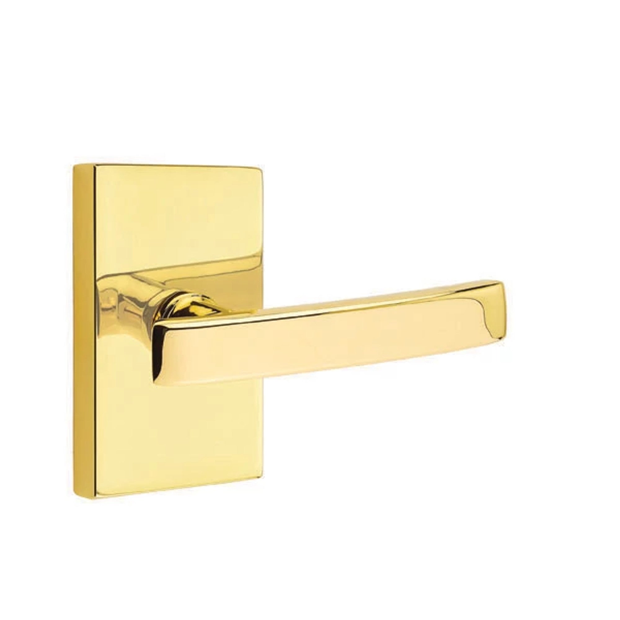 Emtek Geneva Lever with Modern Rectangular Rosette in Unlacquered Brass