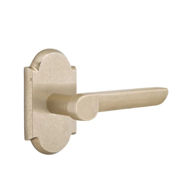 Emtek Aurora Lever with #1 Rosette in Tumbled White Bronze