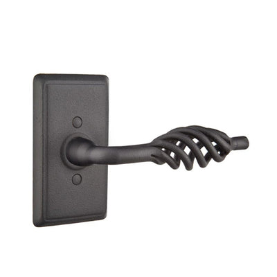 Emtek Lafayette Lever with Wrought Steel #3 Rosette in Flat Black Steel
