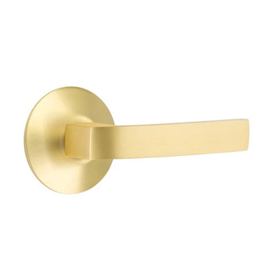 Emtek Breslin Lever with Modern Rosette in Satin Brass