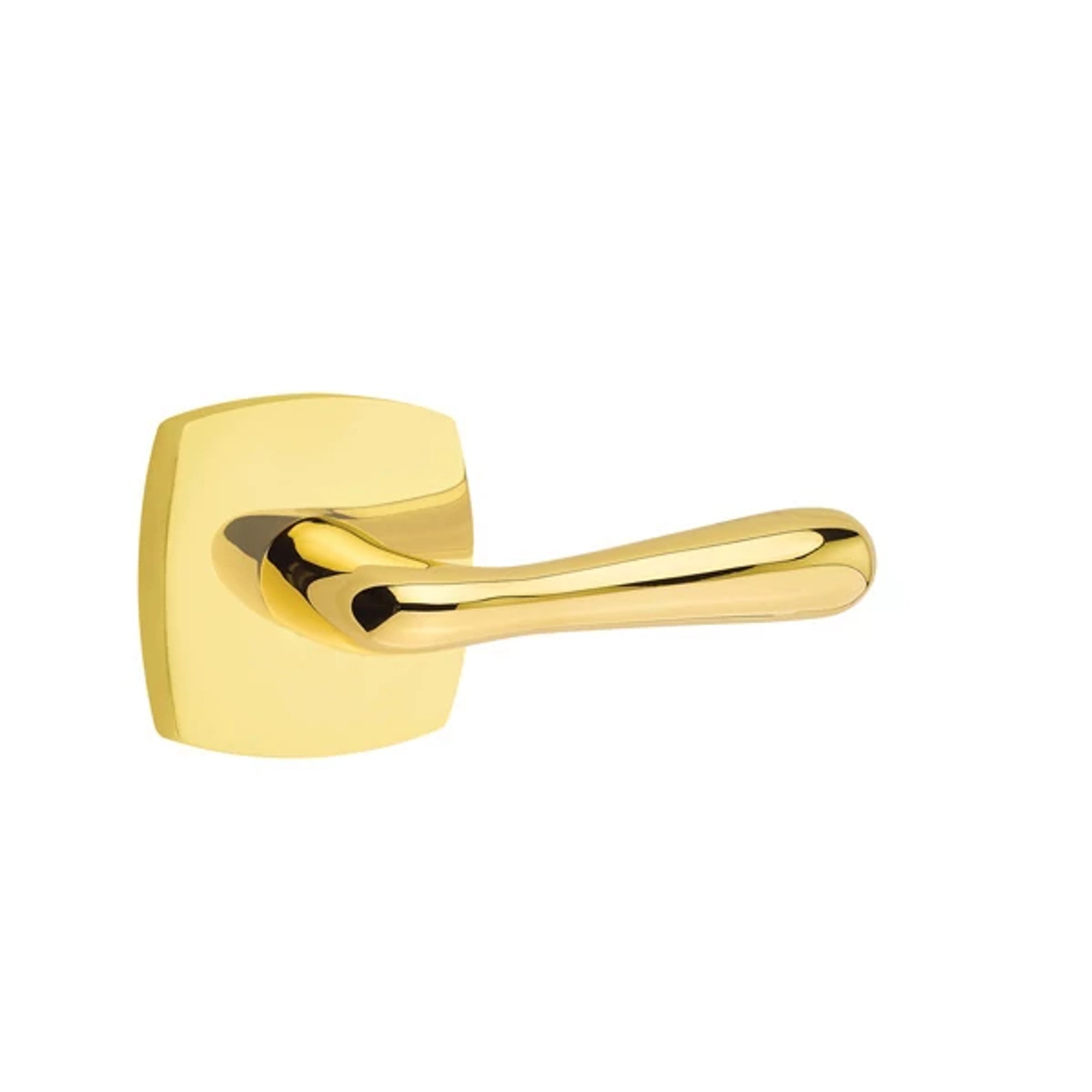 Emtek Basel Lever with Urban Modern Rosette in Unlacquered Brass