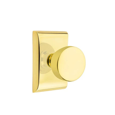 Emtek Laurent Knob with Neos Rosette in Unlacquered Brass