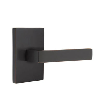 Emtek Dumont Lever with Modern Rectangular Rosette in Oil Rubbed Bronze