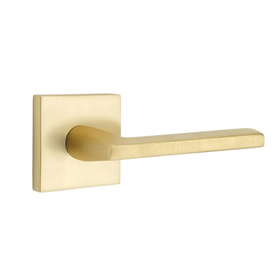 Emtek Helios Lever with Square Rosette in Satin Brass