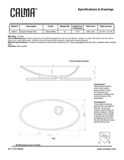 Caccini Vessel Sink - Gloss White