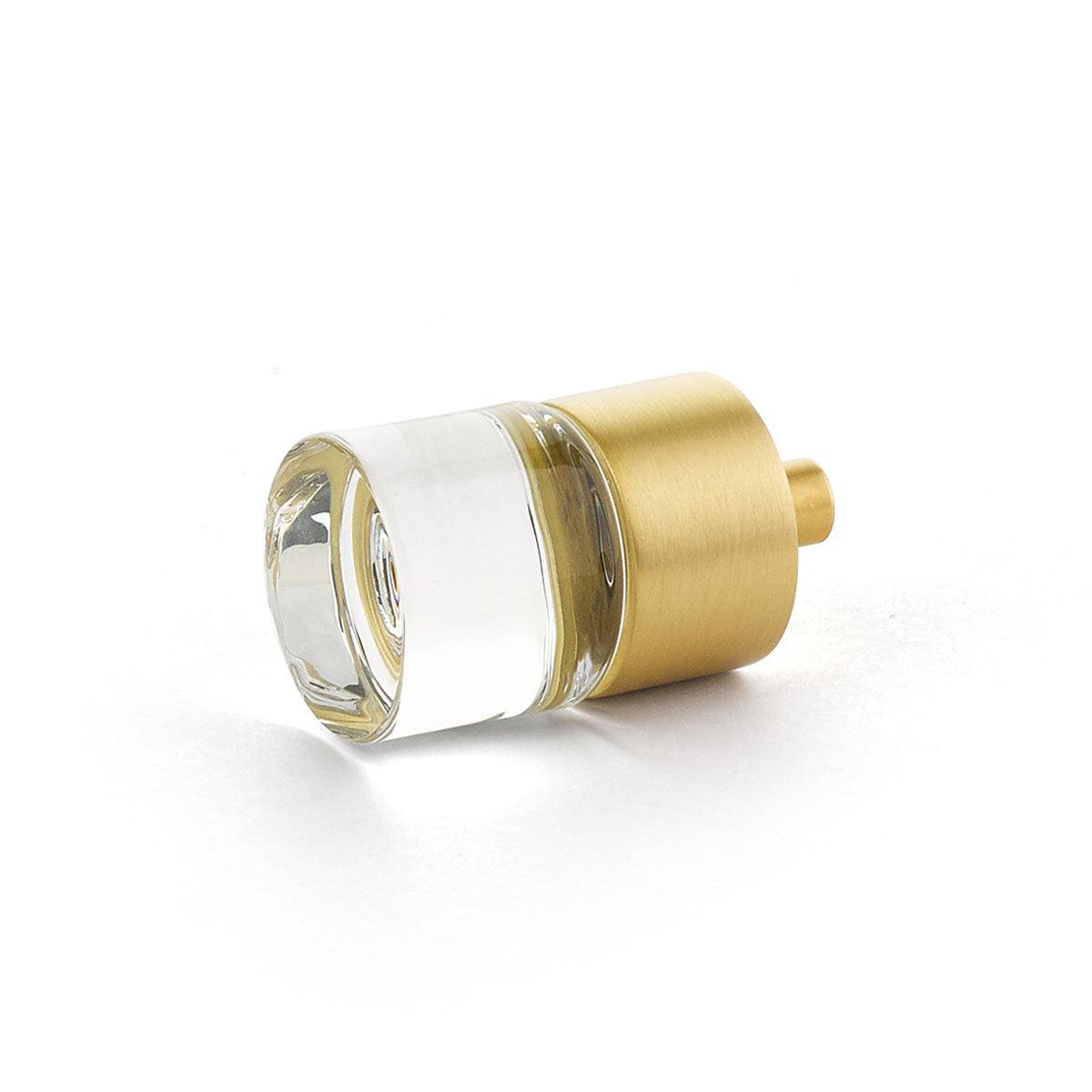 Schaub Knob, Cylinder Glass, Satin Brass,0.875" dia 74-SB