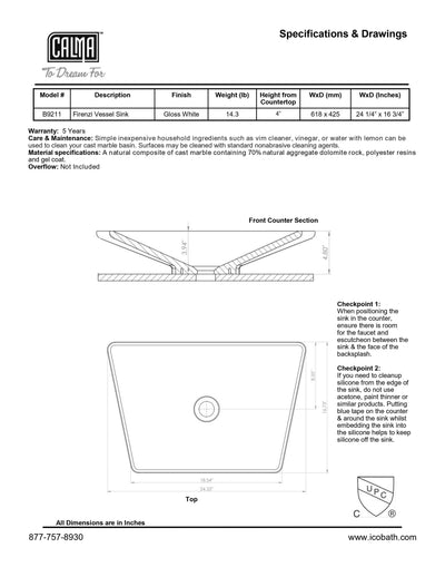Firenzi Vessel Sink - Gloss White