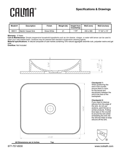 Martini Vessel Sink - Gloss White
