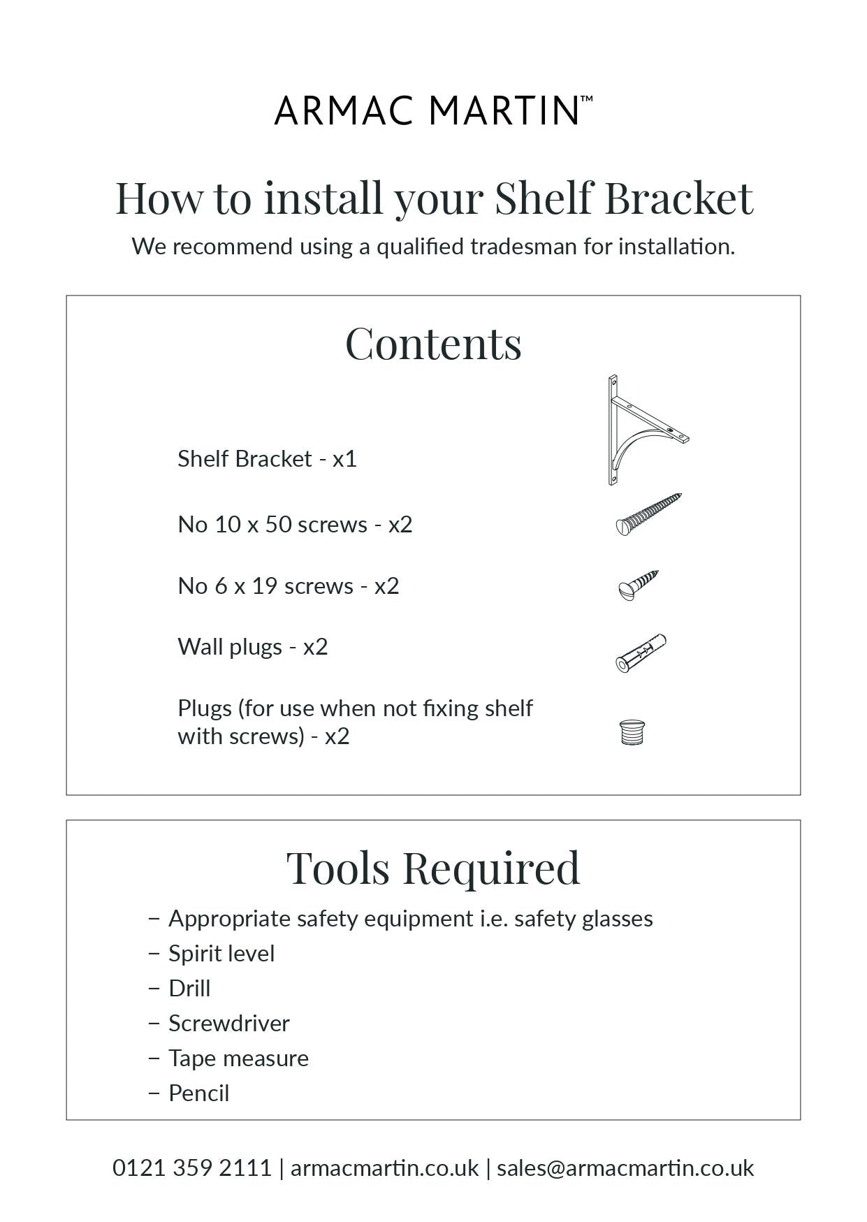 250MM Handsworth Flush Mounted Shelf Bracket