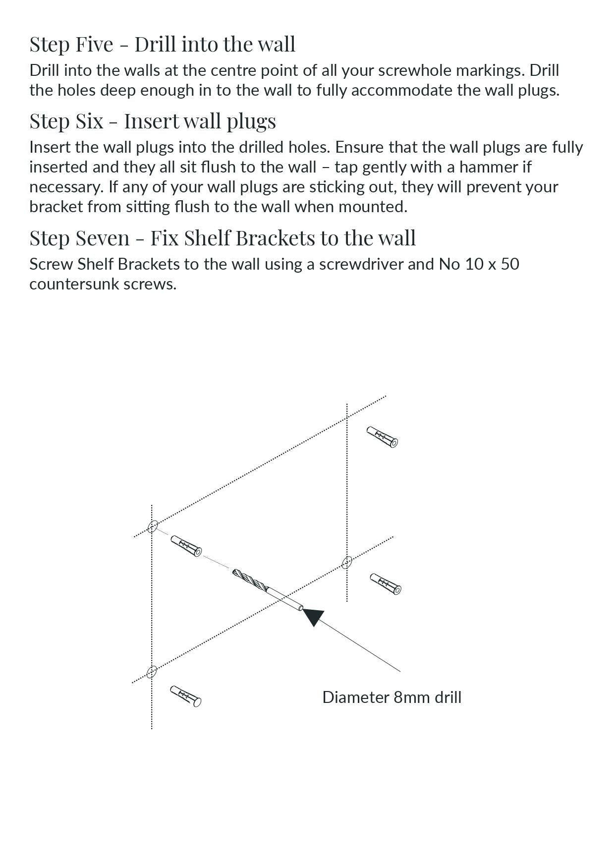 250MM Hockley Flush Mounted Shelf Bracket