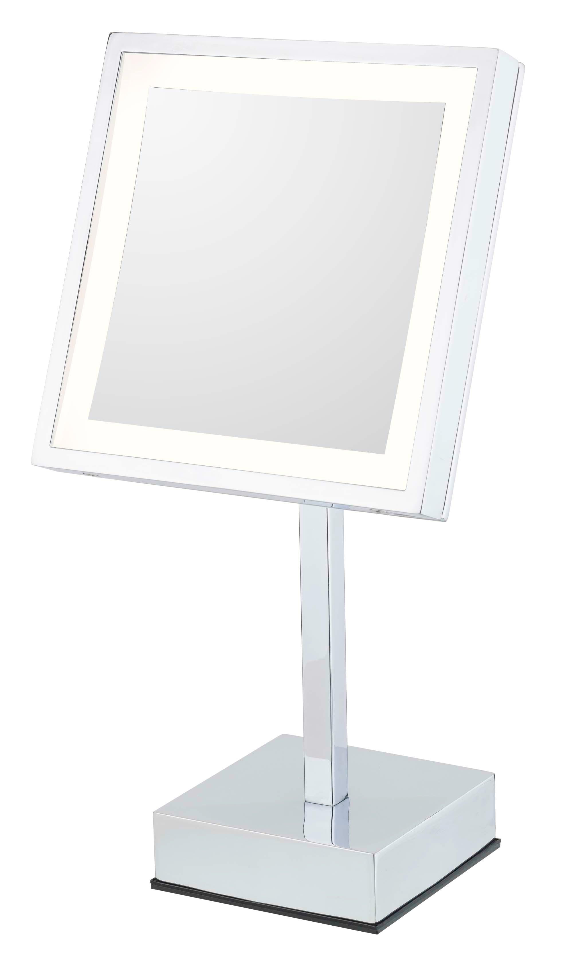 713-55-43 Single-Sided 3X 5500 Kelvin LED Square Rechargable Battery Freestanding Mirror - Hardware by Design