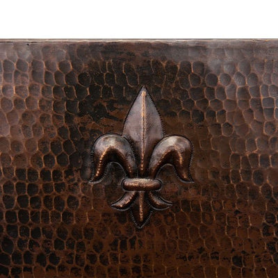 15‚Ä≥ Square Hammered Copper Bar/Prep Sink w/ Fleur De Lis and 2‚Ä≥ Drain Opening - Hardware by Design