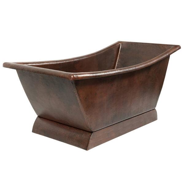 67‚Ä≥ Hammered Copper Canoa Single Slipper Bathtub