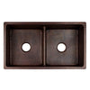 33‚Ä≥ Hammered Copper 50/50 Double Basin Kitchen Sink with Short 5‚Ä≥ Divider - Hardware by Design