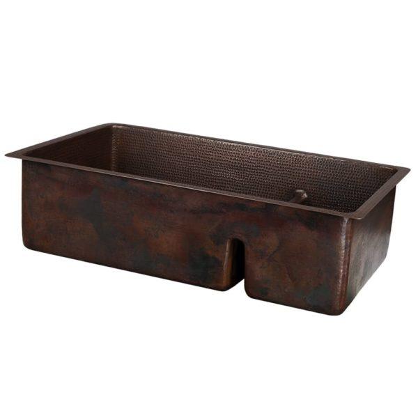 33‚Ä≥ Hammered Copper 70/30 Double Basin Kitchen Sink with Short 5‚Ä≥ Divider - Hardware by Design
