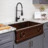 33‚Ä≥ Hammered Copper Apron Front Single Basin Kitchen Sink w/ Rings - Hardware by Design