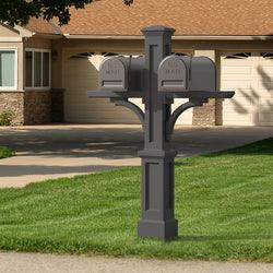 Newport Plus Double Mail Post - Graphite Grey - Hardware by Design