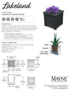 Lakeland 16x16 Square Planter - Black - Hardware by Design