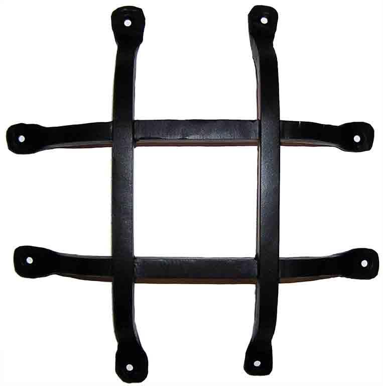 Agave Ironworks GR009-01 Wrought Iron Door Speakeasy Grille - Square Bar Flat Tail - Flat Black Finish - 10" W x 10" H