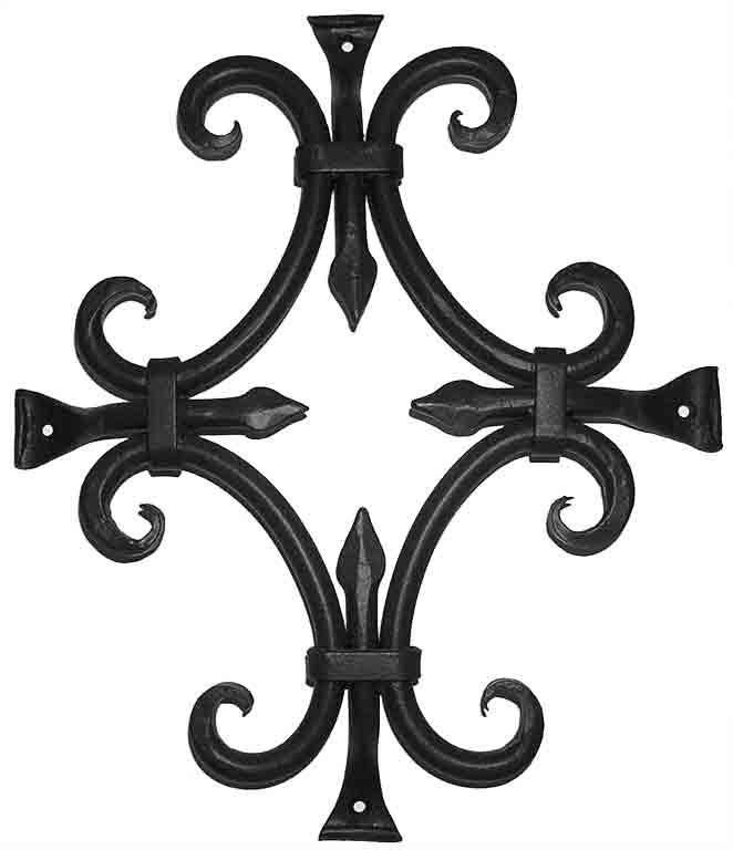 Agave Ironworks GR015-01 Wrought Iron Door Speakeasy Grille - Round Bar Fancy - Flat Black Finish - 12" W x 14" H