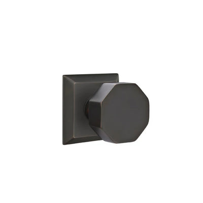Emtek Octagon Knob with Quincy Rosette in Oil Rubbed Bronze