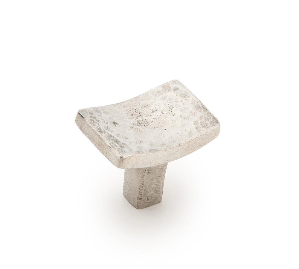 Schaub Martello Rectangular Knob in Natural Britannium
