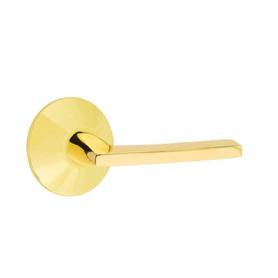 Emtek Helios Lever with Modern Rosette in Unlacquered Brass